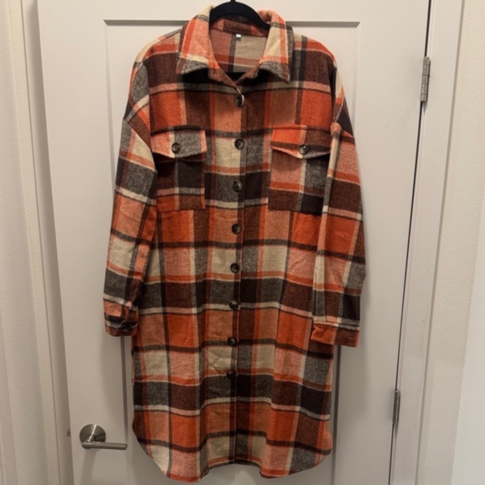🆕 Oversized Button-down Flannel Coat. L/Xl/1X. NWOT!💥💥